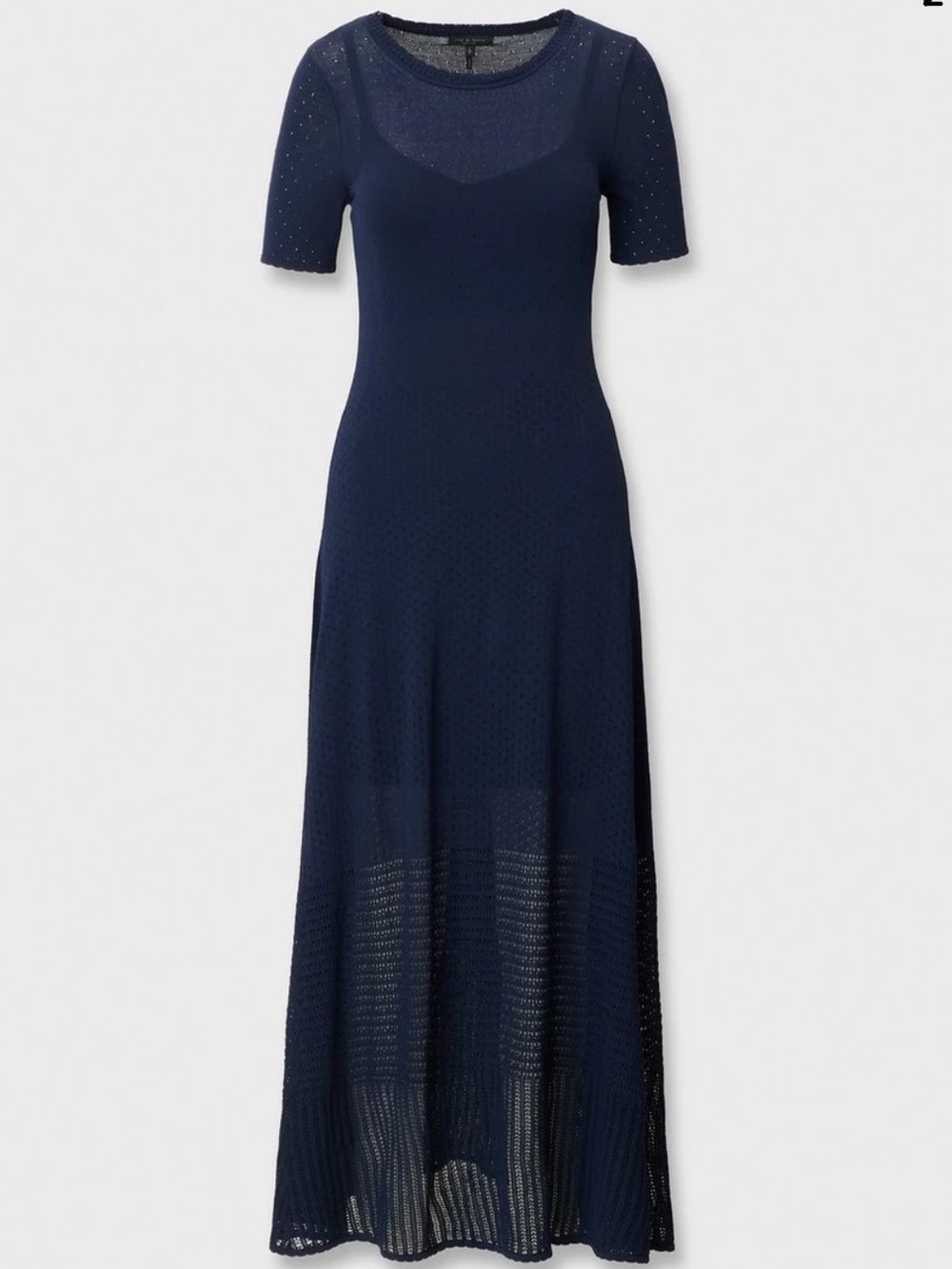 Rag&bone Women's Navy Short-Sleeve Knit Maxi Dress